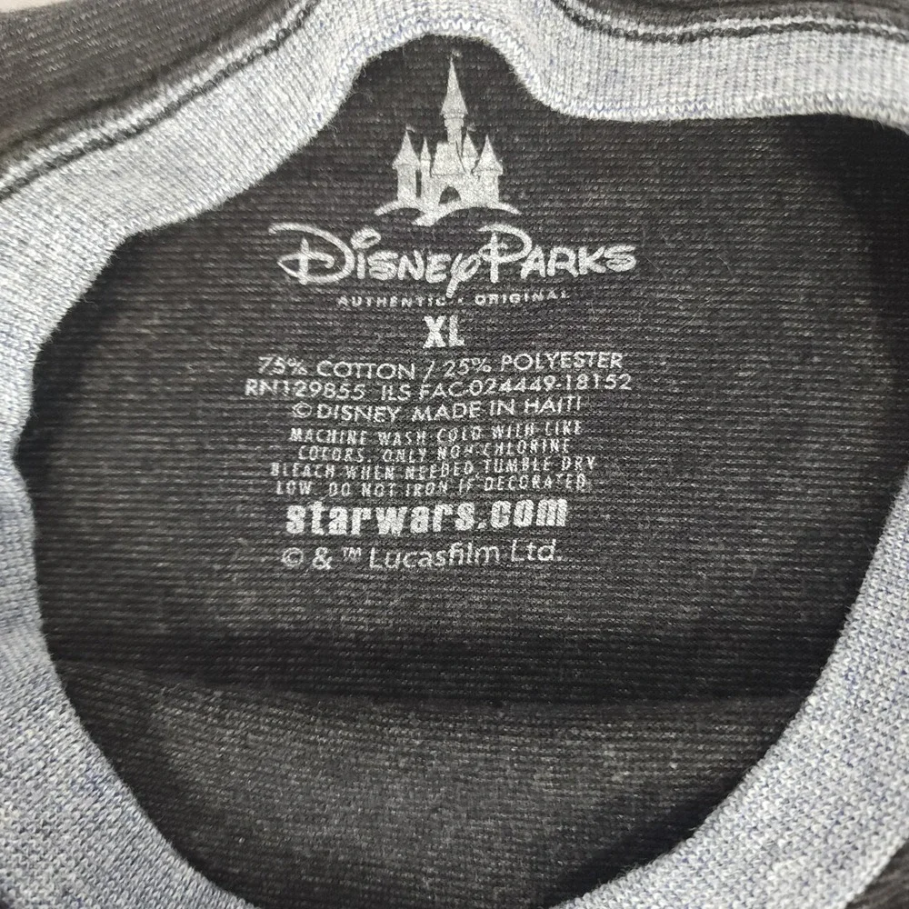 Disney Parks Star Wars Blueprint Ringer T-Shirt Kids XL Charcoal Gray Heather
